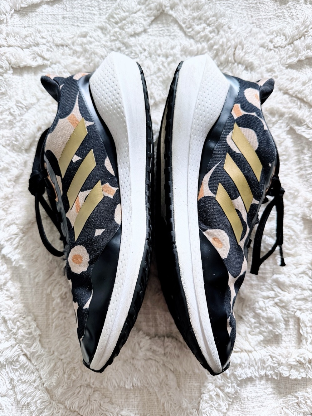 Adidas x Marimekko EQ21 Run Unikko Floral Sneakers Black Peach Gold